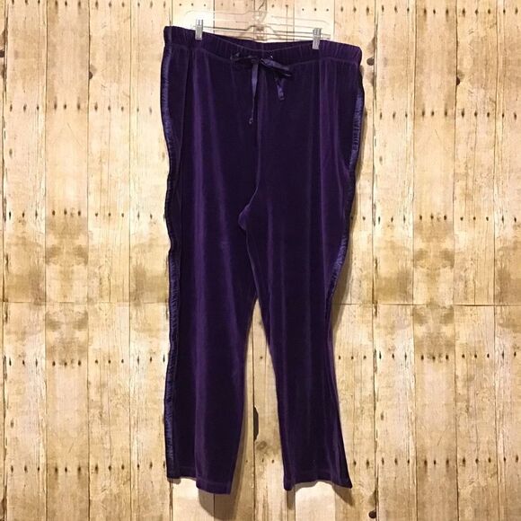 C.B. Casuals Plus Size Purple Velour Pants 2X - Picture 1 of 5